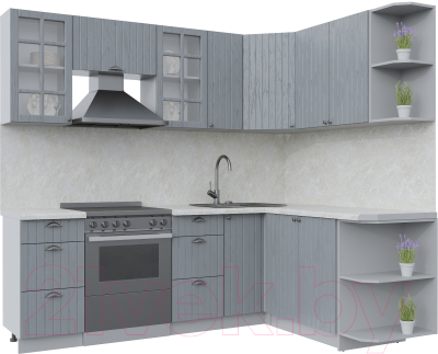 Кухонный гарнитур Интерлиния Берес 1.7x2.3 правая (дуб серый/опал светлый) - фото