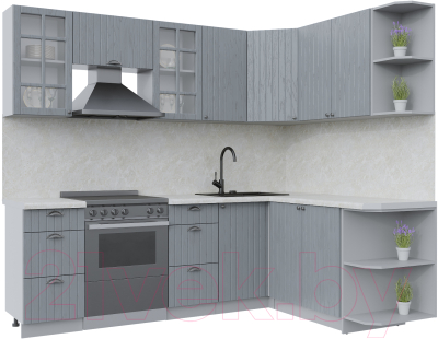 Кухонный гарнитур Интерлиния Берес 1.7x2.4 правая (дуб серый/опал светлый) - фото
