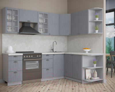 Кухонный гарнитур Интерлиния Берес 1.7x2.4 правая (дуб серый/опал светлый)