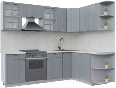 Кухонный гарнитур Интерлиния Берес 1.7x2.5 правая (дуб серый/опал светлый) - фото