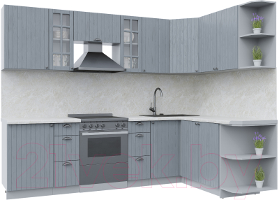 Кухонный гарнитур Интерлиния Берес 1.7x2.7 правая (дуб серый/опал светлый) - фото