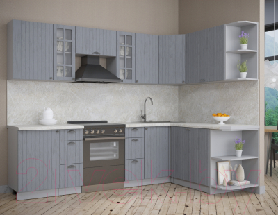 Кухонный гарнитур Интерлиния Берес 1.7x2.7 правая (дуб серый/опал светлый)
