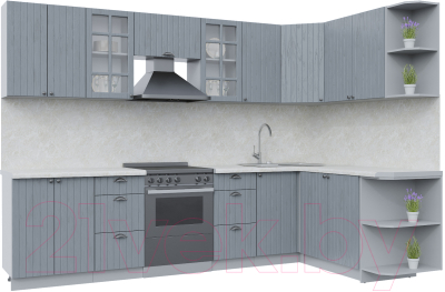 Кухонный гарнитур Интерлиния Берес 1.7x3.0 правая (дуб серый/опал светлый) - фото