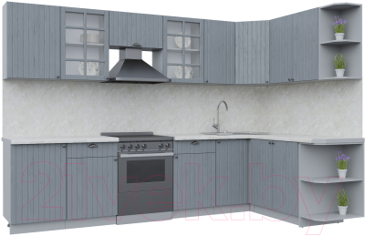 Кухонный гарнитур Интерлиния Берес 1.7x3.1 правая (дуб серый/опал светлый) - фото
