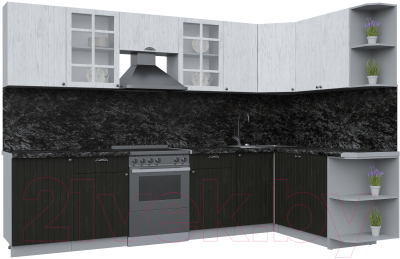 Кухонный гарнитур Интерлиния Берес 1.7x3.1 правая (дуб английский/дуб полярный/кастилло темный) - фото