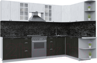 Кухонный гарнитур Интерлиния Берес 1.7x3.0 правая (дуб английский/дуб полярный/кастилло темный) - фото