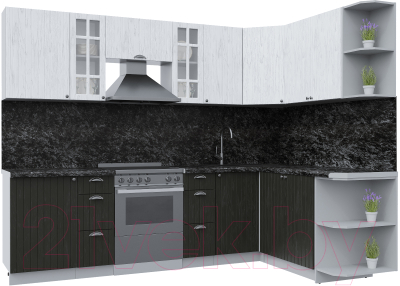 Кухонный гарнитур Интерлиния Берес 1.7x2.7 правая (дуб английский/дуб полярный/кастилло темный) - фото