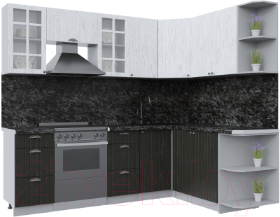 Кухонный гарнитур Интерлиния Берес 1.7x2.4 правая (дуб английский/дуб полярный/кастилло темный) - фото