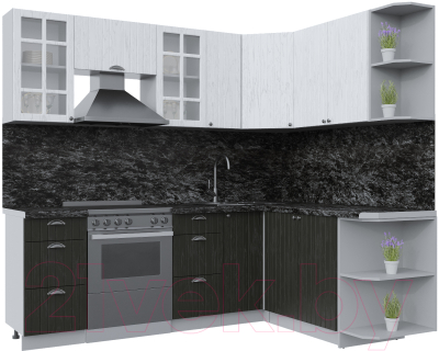 Кухонный гарнитур Интерлиния Берес 1.7x2.3 правая (дуб английский/дуб полярный/кастилло темный) - фото