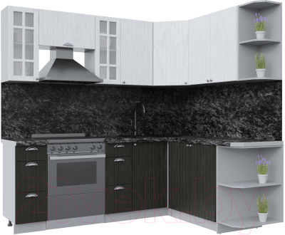 Кухонный гарнитур Интерлиния Берес 1.7x2.2 правая (дуб английский/дуб полярный/кастилло темный) - фото