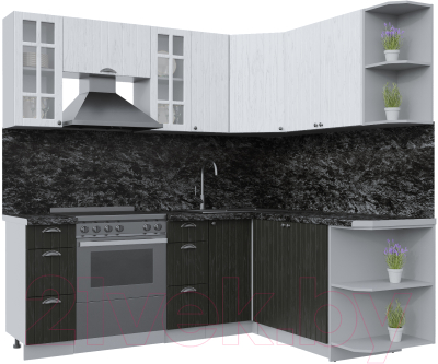 Кухонный гарнитур Интерлиния Берес 1.7x2.1 правая (дуб английский/дуб полярный/кастилло темный) - фото