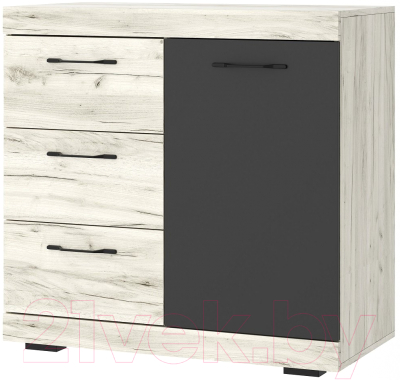 Тумба Памир Соната КС-900 1Д (крафт белый/антрацит) - фото