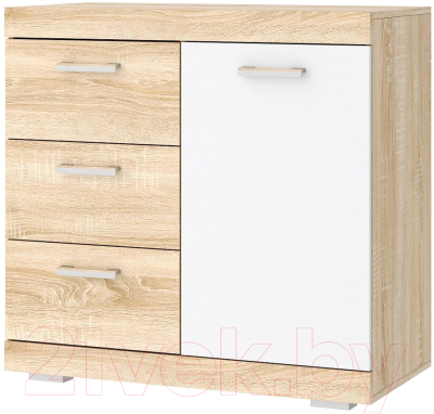 Тумба Памир Соната КС-900 1Д (дуб сонома/белый глянец) - фото