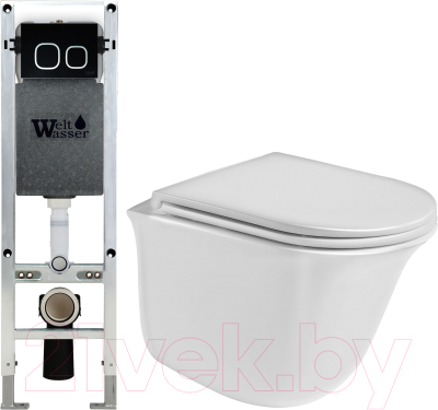 Унитаз подвесной с инсталляцией WeltWasser Amberg 350 ST + Telbach 004 GL-WT+ Amberg RD-BL - фото