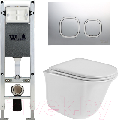 Унитаз подвесной с инсталляцией WeltWasser Amberg 350 ST + Telbach 004 GL-WT + Amberg RD-MT CR - фото