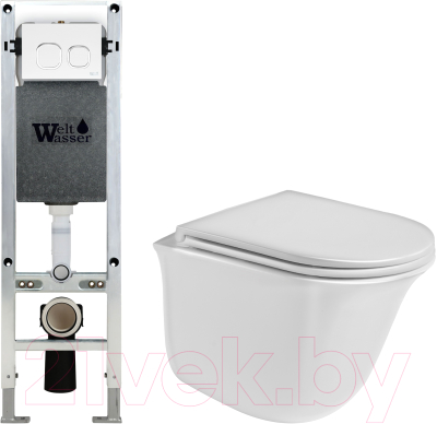 Унитаз подвесной с инсталляцией WeltWasser Amberg 350 ST + Telbach 004 GL-WT + Amberg RD-WT - фото