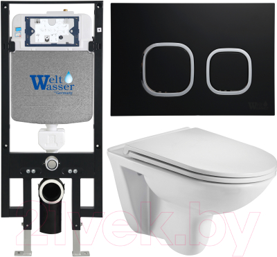 Унитаз подвесной с инсталляцией WeltWasser Amberg 497+ Baarbach 004 GL-WT+ Amberg RD-BL - фото