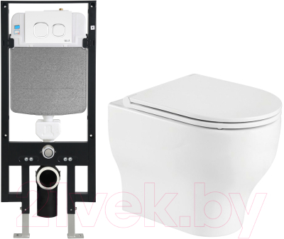 Унитаз подвесной с инсталляцией WeltWasser Amberg 497 + Erlenbach 004 GL-WT + Amberg RD-WT - фото