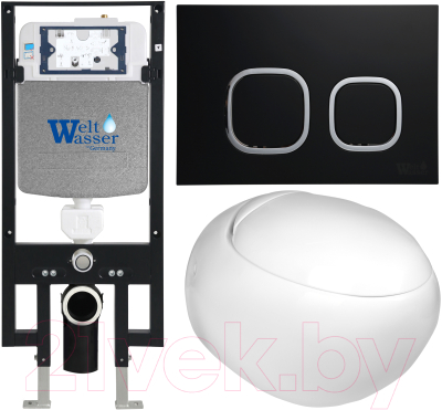 Унитаз подвесной с инсталляцией WeltWasser Amberg 497 + Jeckenbach 004 GL-WT + Amberg RD-BL - фото