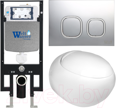 Унитаз подвесной с инсталляцией WeltWasser Amberg 497 + Jeckenbach 004 GL-WT + Amberg RD-CR - фото