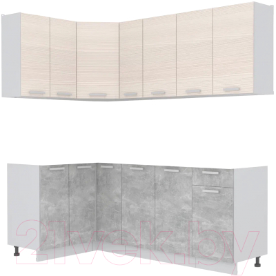 Кухонный гарнитур Интерлиния Мила Лайт 1.2x2.1 без столешницы - фото