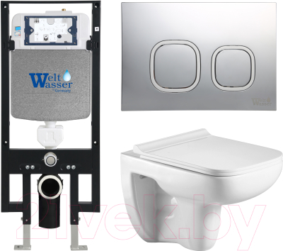 Унитаз подвесной с инсталляцией WeltWasser Amberg 497 + Kehlbach 004 GL-WT + Amberg RD-MT CR - фото