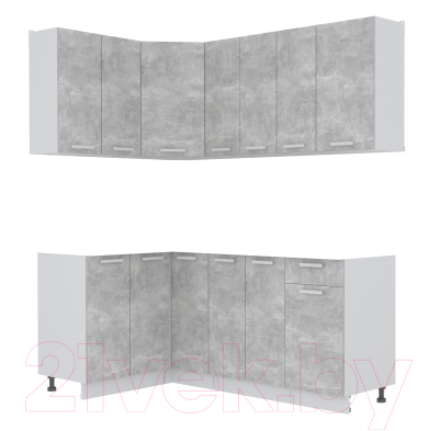 Кухонный гарнитур Интерлиния Мила Лайт 1.2x1.9 без столешницы (бетон) - фото