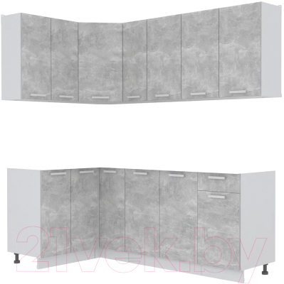 Кухонный гарнитур Интерлиния Мила Лайт 1.2x2.1 без столешницы - фото