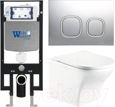 Унитаз подвесной с инсталляцией WeltWasser Amberg 497+Odenbach 004 GL-WT+ Amberg RD-MT CR - фото