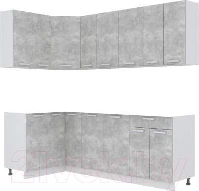 Кухонный гарнитур Интерлиния Мила Лайт 1.2x2.3 без столешницы - фото