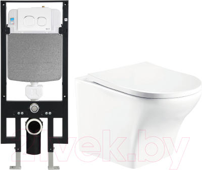 Унитаз подвесной с инсталляцией WeltWasser Amberg 497+Odenbach 004 GL-WT+ Amberg RD-WT - фото