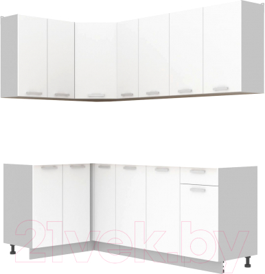 Кухонный гарнитур Интерлиния Мила Лайт 1.2x2.1 без столешницы - фото