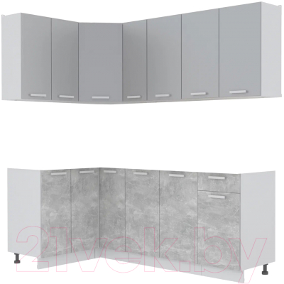 Кухонный гарнитур Интерлиния Мила Лайт 1.2x2.1 без столешницы - фото