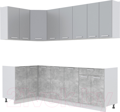 Кухонный гарнитур Интерлиния Мила Лайт 1.2x2.4 без столешницы - фото