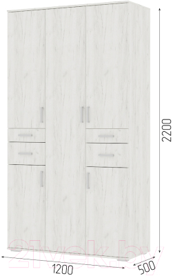 Шкаф Стендмебель Нельсон ШК 02 (дуб крафт белый)