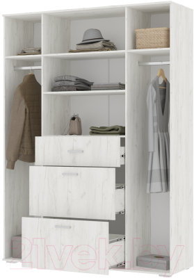 Шкаф Стендмебель Нельсон ШК 03 (дуб крафт белый)