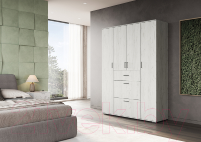 Шкаф Стендмебель Нельсон ШК 03 (дуб крафт белый)