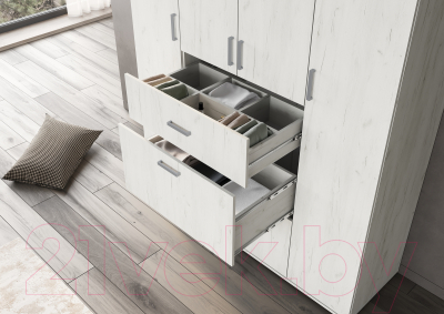 Шкаф Стендмебель Нельсон ШК 03 (дуб крафт белый)