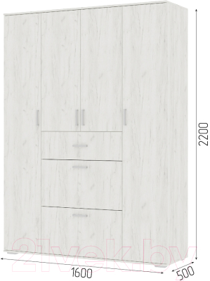 Шкаф Стендмебель Нельсон ШК 03 (дуб крафт белый)