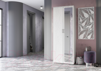 Шкаф Стендмебель Нельсон ШК 04 (дуб крафт белый)