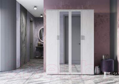 Шкаф Стендмебель Нельсон ШК 04 (дуб крафт белый)