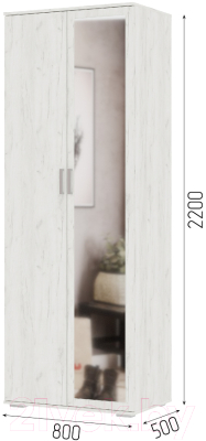 Шкаф Стендмебель Нельсон ШК 04 (дуб крафт белый)