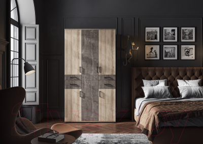 Шкаф Стендмебель Нельсон ШК 02 (железный камень/дуб каньон)