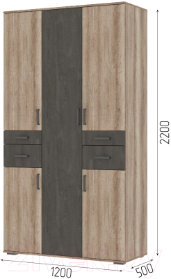 Шкаф Стендмебель Нельсон ШК 02 (железный камень/дуб каньон)