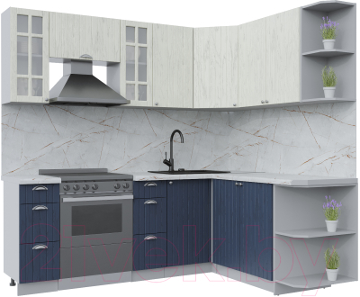 Кухонный гарнитур Интерлиния Берес 1.7x2.2 правая (дуб снежный/дуб королевский/серый каспий) - фото