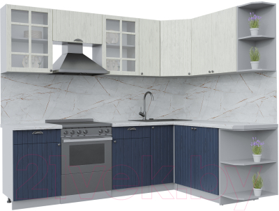 Кухонный гарнитур Интерлиния Берес 1.7x2.5 правая (дуб снежный/дуб королевский/серый каспий) - фото