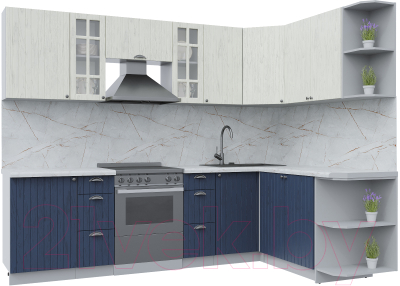 Кухонный гарнитур Интерлиния Берес 1.7x2.7 правая (дуб снежный/дуб королевский/серый каспий) - фото