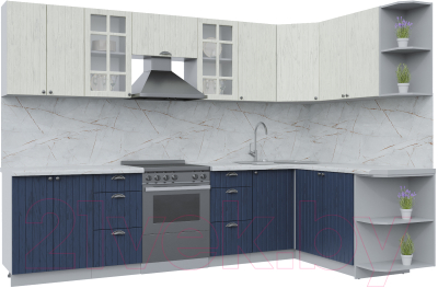 Кухонный гарнитур Интерлиния Берес 1.7x3.0 правая (дуб снежный/дуб королевский/серый каспий) - фото