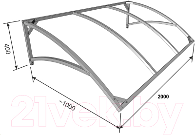 Козырек ИМпласт Скат 2000х950 Янтарь в полимерной краске