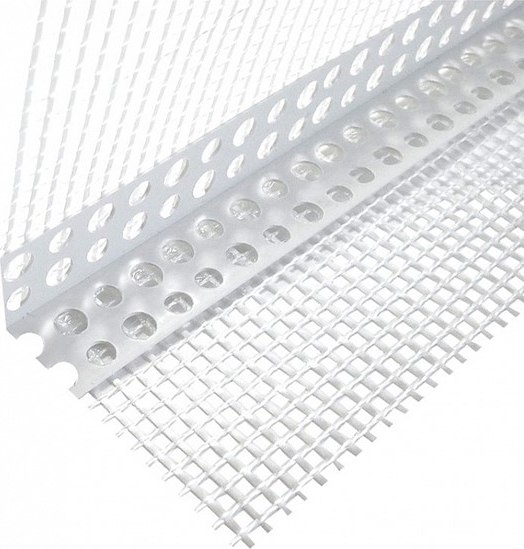 Уголок штукатурный Эверестстрой KS ПВХ 3000x80x120мм с сеткой - фото